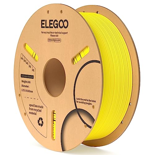 ELEGOO PLA Filament 1.75mm Yellow 1KG Dimensional Accuracy +/- 0.02mm 1kg Cardboard Spool(2.2lbs) 3D Printing Filament Fits for Most FDM 3D Printers