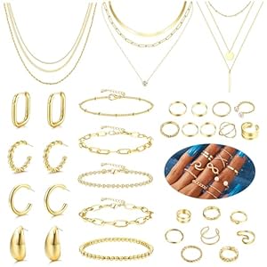 FASACCO Gold Jewelry Set – Trendy Women’s Accessories: Gold Necklace and Bracelet Set