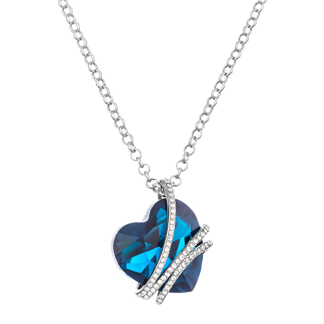 Pendant for Women and Girls Crystal Pendant for Women Blue Heart Designed Charm Pendant Birthday Gift for girls and women Anniversary Gift for Wife-image-33