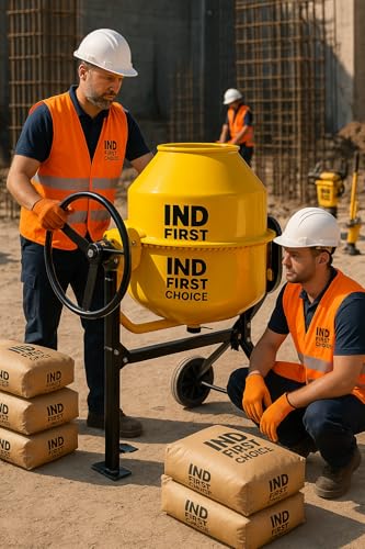 Image of IND Heavy Duty Electric Portable Concrete Mixer Machine - 200 L Drum, 900 W Pure Copper Singal Phase Motor, Mixing Capacity up to 60 kg