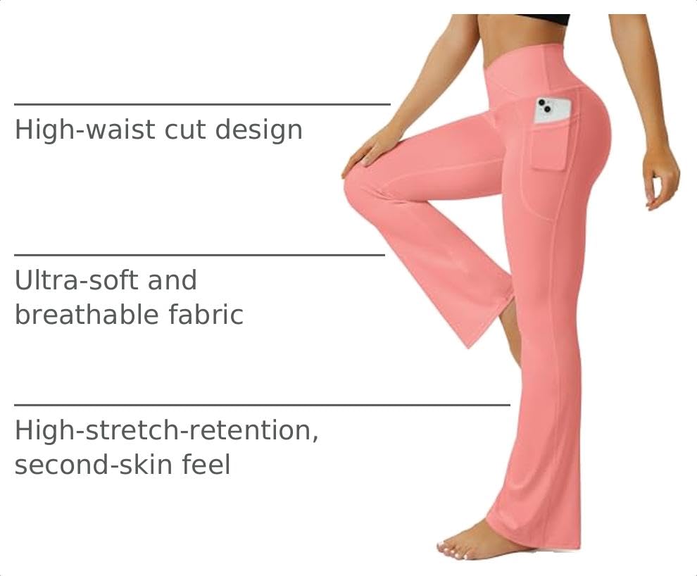 Image of FOHOFO Yoga Pants Women, Flare Leggings for Women with Pockets Crossover High Waisted Bootcut Yoga Pants