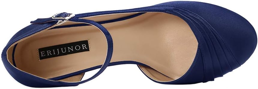 ERIJUNOR Kitten Heels for Women Comfortable Low Heel Closed Toe Satin Evening Dress Wedding Shoes with Ankle Strap - Image 4