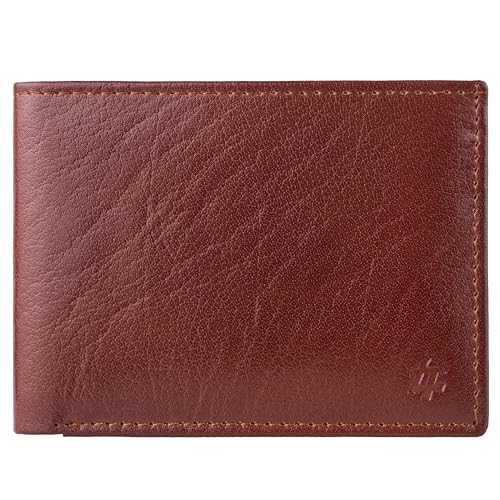 Maroon Premium Leather Wallet for Men with Flip ID -Inspire Series-RIFD Blocking Men's Wallet -Gifts for Men- Top Grain Bifold Leather Wallet- Dad Gifts