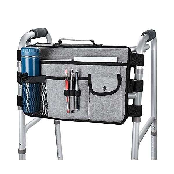 supregear Rollstuhl Tasche, Multifunktionsklappbare Walker Bag Organizer Pouch Tote mit Griff Walker Zubehör für Walker…