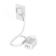 TESSAN Extension Cord, 6.6 ft. (2 m), Thin, Power Tap, USB Outlet Tap, Power Strip Outlet, Table Tap, 3 AC Outlets, 1 Type USB-C Port, 2 Type USB-A Ports, Power Cord, Type-C, Multi-Outlet Power Strip