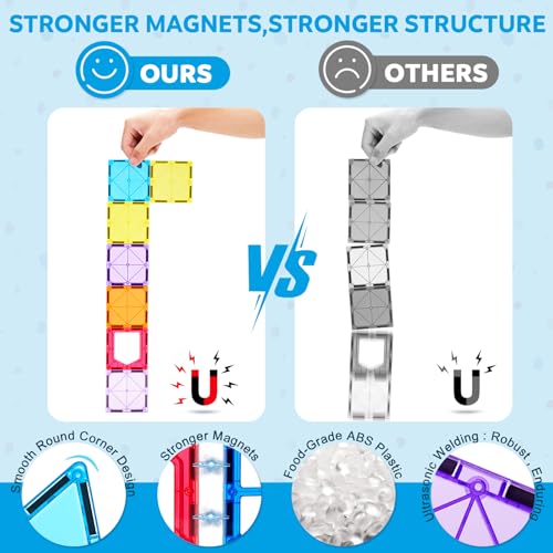 Ryoichi 138-Piece Magnetic Tiles Set with Two Cars — view 6