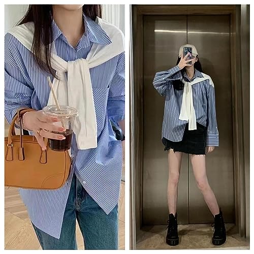 Image of WaJuemy Sweater Shawl Wraps for Women Sweater Knitted Knotted Shawls Travel Casual Scarf Cape Shoulder Tops Fashion Wrap
