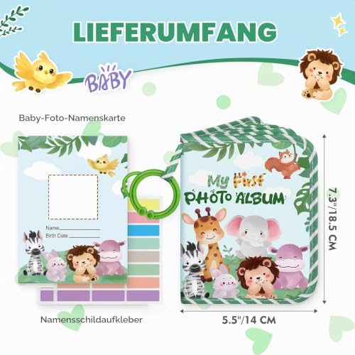 Lanpn Mein erstes Buch Baby Fotoalbum 17 10x15 Fotos, Babyalbum mit Beißring und Anhänger Fotobuch zum Stoff… – Ansicht 2