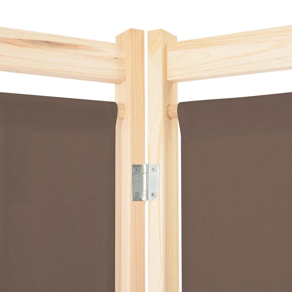 vidaXL Cloison de séparation 6 Panneaux Marron 240 x 170 x 4 cm Tissu