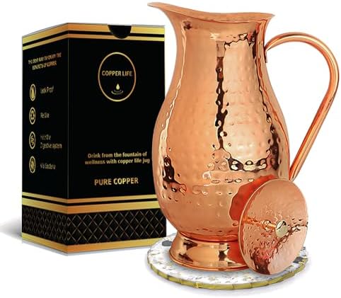 Copper Life Handmade Hammered Pure Copper Pitcher