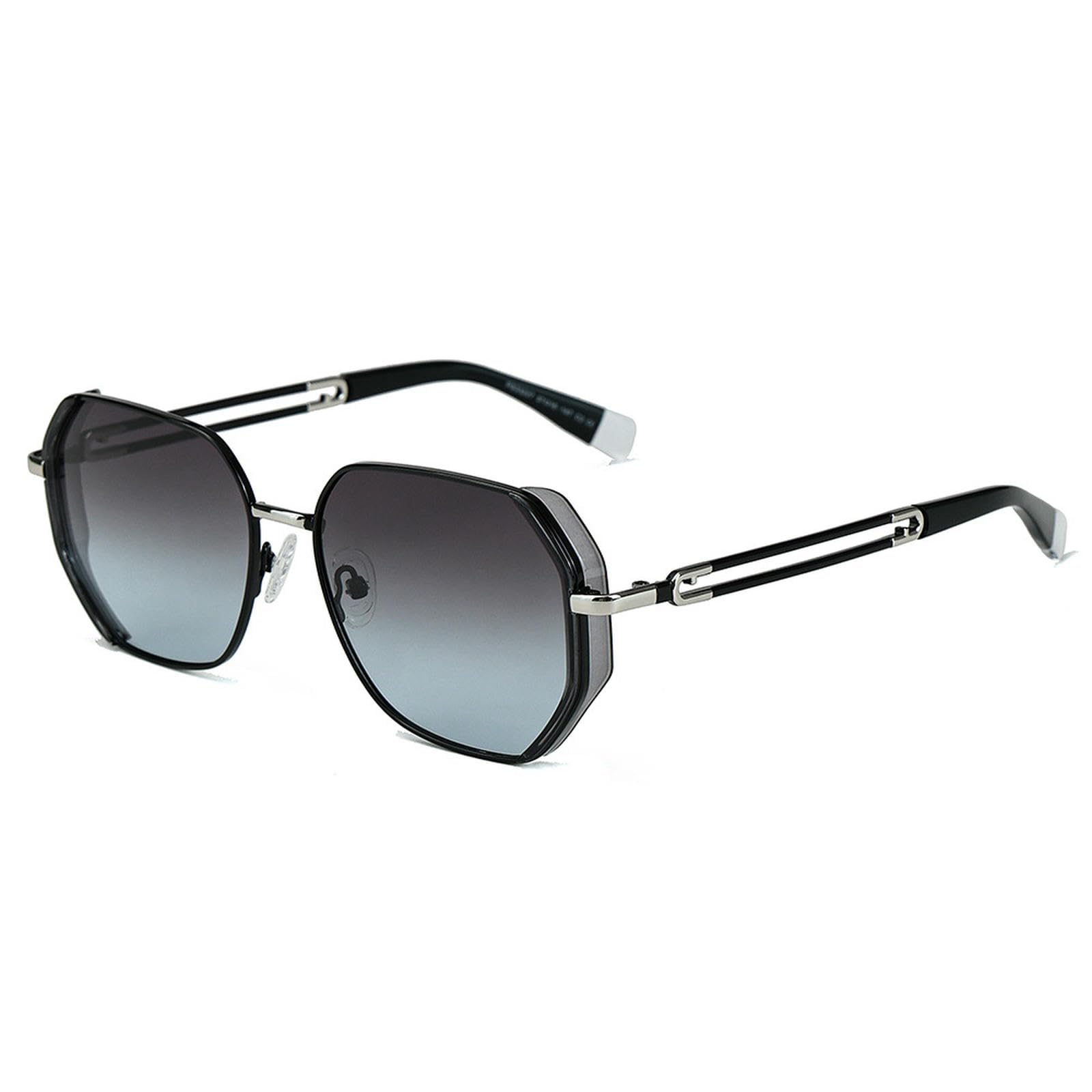 Sonnenbrille Damen Damenmode Gradient Polygonal Geht Aus Strand Straße Schießen Pendeln Sonnenviser-c2 Silberrahmen Gradual Grau Blau