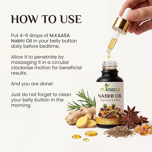 Image of Nabhi Oil - Natural Belly Button Oil with Ginger, Ajwain, Tulsi & Hing | Lightweight Ayurvedic for Night Use 30ml (PACK OF 2)