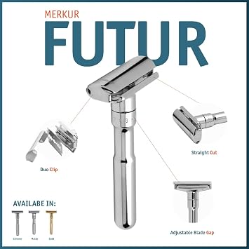 Merkur Futur Adjustable Razor, Polished Chrome Finish by Merkur