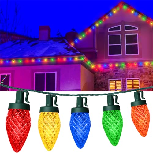 C9 LED Christmas Lights, 67FT 100 Bulbs Outdoor Christmas Decorations for House Waterproof String Lights Extendable Green Wire Fairy Lights for Patio Xmas Garden Party Wedding Indoor Multicolor C9 LED Christmas Lights, 67FT 100 Bulbs Outdoor Christmas Decorations for House Waterproof String Lights Extendable Green Wire Fairy Lights for Patio Xmas Garden Party Wedding Indoor Multicolor