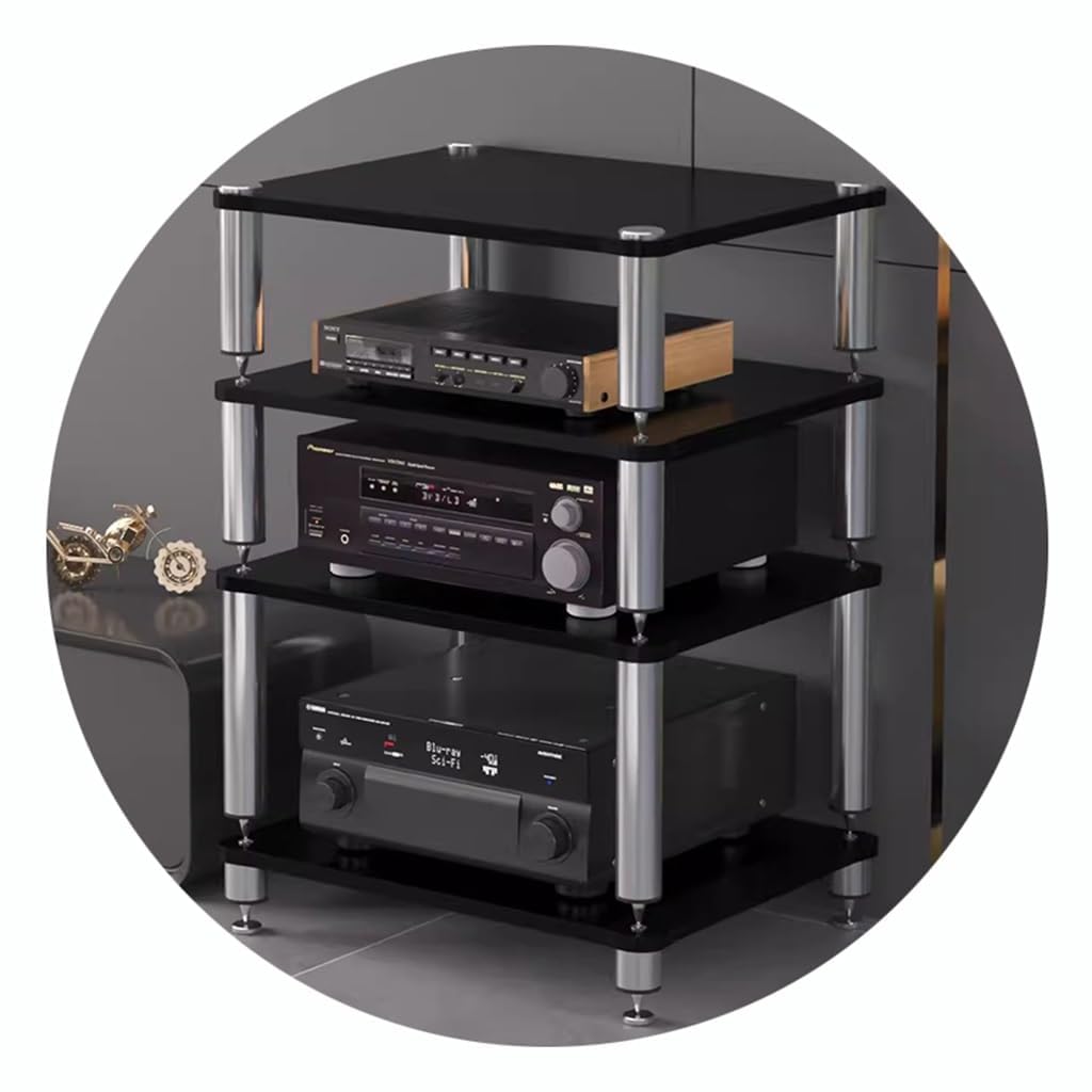 Support HIFI pour composants audio meuble platine vinyle 4 niveaux noir