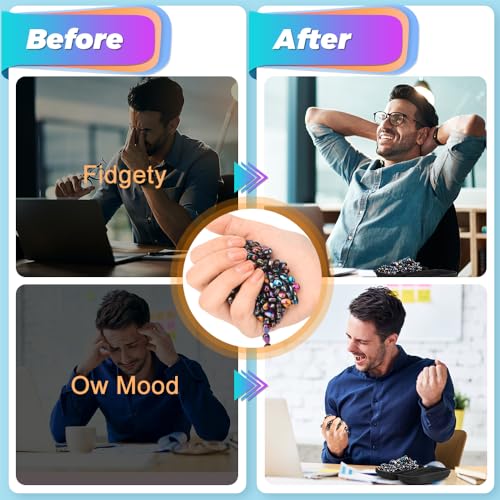 Image of Dilabnba 550PCS Magnet Ferrite Putty Fidget Toy with 2PCS Large Magnet Rocks for Adults, Sensory Magnetic Ferrite Putty Stones Eggs Office Desk Toys Time-Killer for Men Women (Rainbow)
