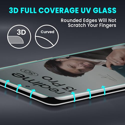Image of ArmourPro UV Privacy Tempered Glass Compatible for Realme 13 Pro (6.7 Inch, Pack of 1) Edge to Edge Full SCreen Coverage & Installation Kit | Anti-Spy /Anti-Peeping 9H Hardness