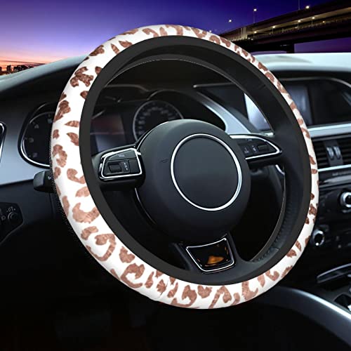 Rose Gold Leopard Print Cute Steering Wheel Cover For Women Girls Car Suv 15 Inch Universal Fit Auto Accessories Personalized #TOP6