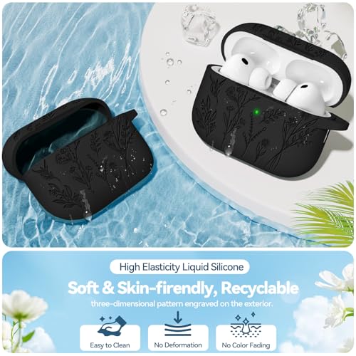 Image of for Airpods Pro 3 Case, Flower Engraved Cases for Apple AirPods Pro 3rd Generation 2025, Soft Silicone Cover for Men Women Girly with Cleaning Kit & Keychain, Anti-Scratch, Shockproof