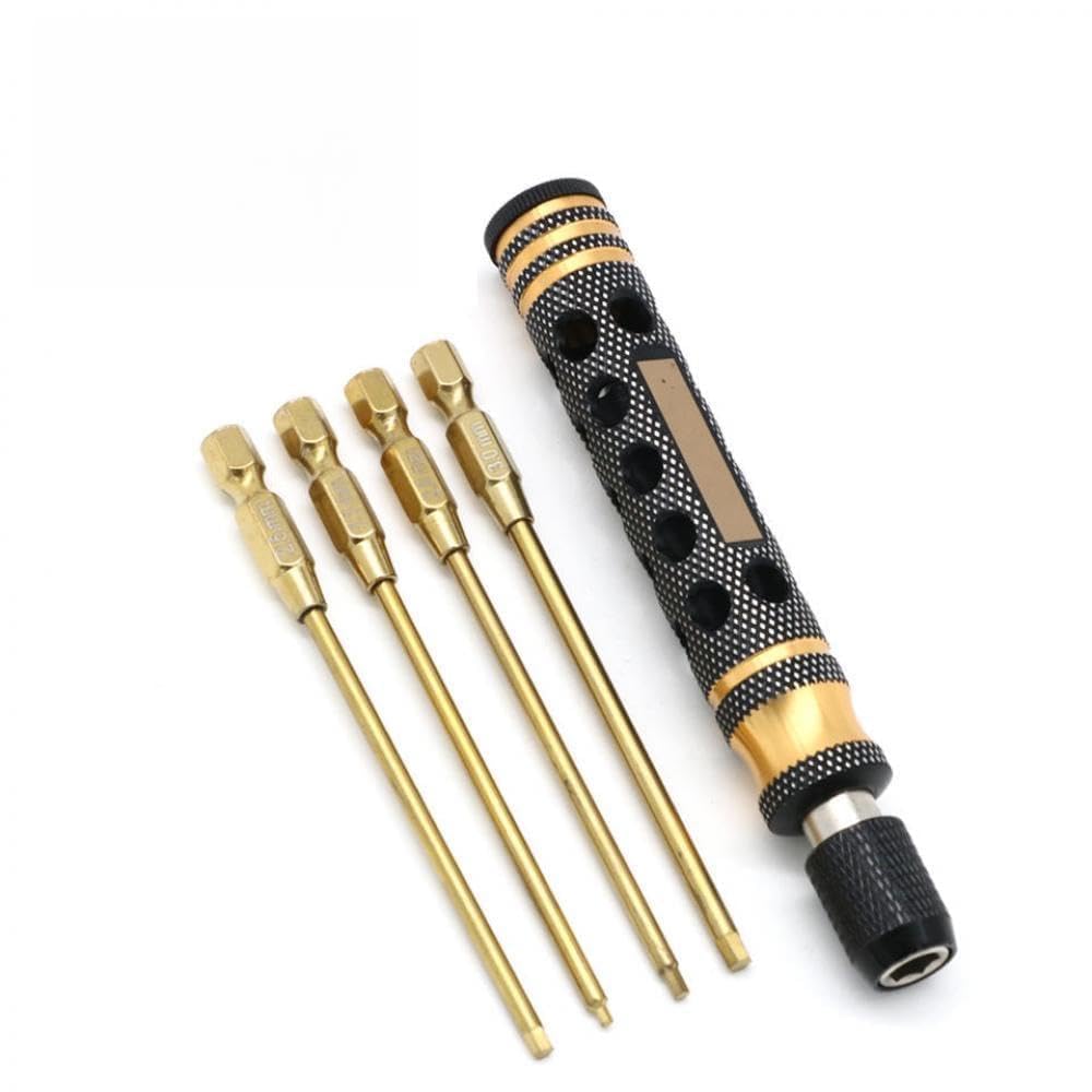 4 in 1 cacciavite esagonale con punte di 1,5 2,0 2,5 da 3,0 mm e chiave di cambio rapido da 6,35 mm per auto RC e modelli compatibili come e(F Type)