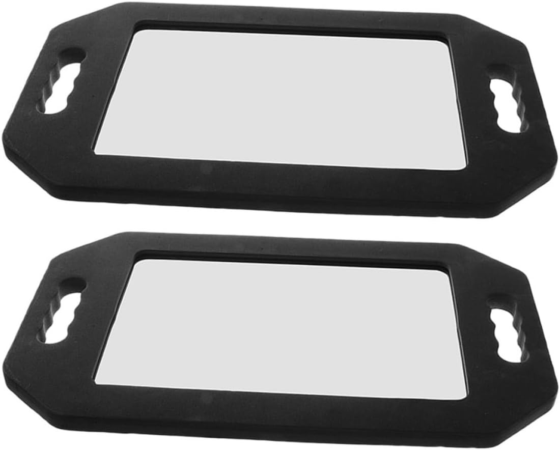 2pcs Large Handheld Mirror with Double Handle Foam Cushion, Unbreakable Rectangular Shaving and Parting Mirror for Hair Salon and Barber Use