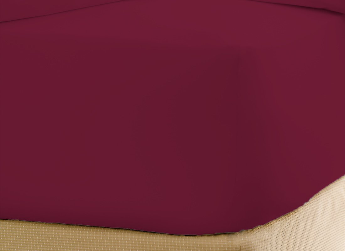 Gmtextiles Burgundy Gmtextile 100% Egyptian Cotton 200 Tc Super King Fitted Sheet, (180 Cm X 200 Cm + 23 Deep)