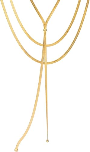 Miniatura 2 de Caiyao Collar de cadena de serpiente para mujer, collares de espiga dorados, collar largo de giro en Y Lariat