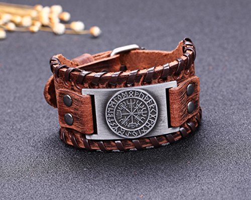 Lemegeton Bracciale largo da uomo con rune