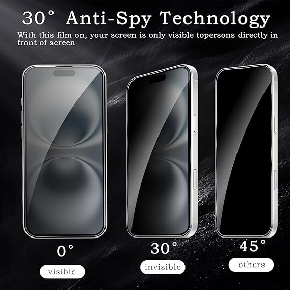 Image of [ 2+2 Pack Privacy Screen Protecor for iPhone 16 Anti-Spy Shatterproof Tempered Glass with Camera Lens Tempered Glass 9H Hardness Bubble Free Anti-Glare Case Friendly