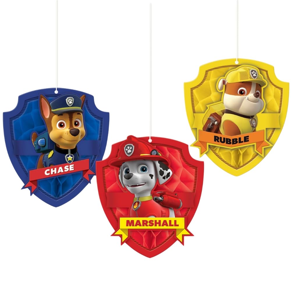 Amscan 291462 - Paw Patrol Honeycomb Hanging Decorations - 3 Pack