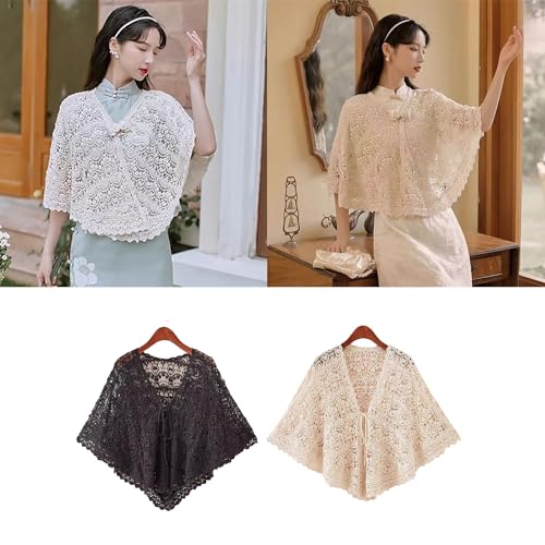 Shawl,Elegant and Trendy Shawl for Women Shawl Wrap for Qipao Blouse Dress Elegant Knitted Shawl Flower Pattern2
