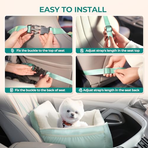 Image of BurgeonNest Dog Car Seat for Small Dogs & Cats Under 25 lbs, Beige Green