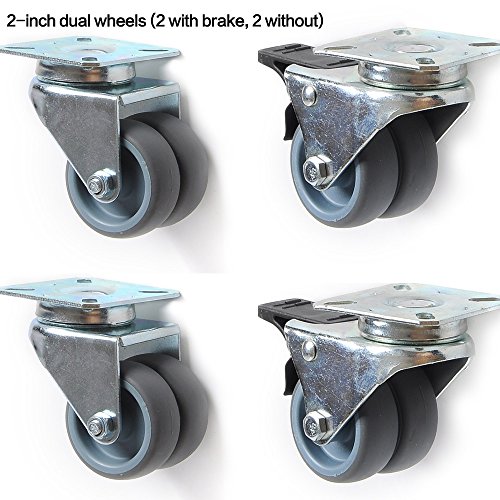 Preisvergleich Produktbild Transportrollen Lenkrollen 100KG / Rolle Schwerlastrollen Apparaterollen 50mm Möbelrollen Apparaterollen Schwerlastrollen (Doppelrad 2 Stück Mit bremse + 2 Stück Ohne Bremse)