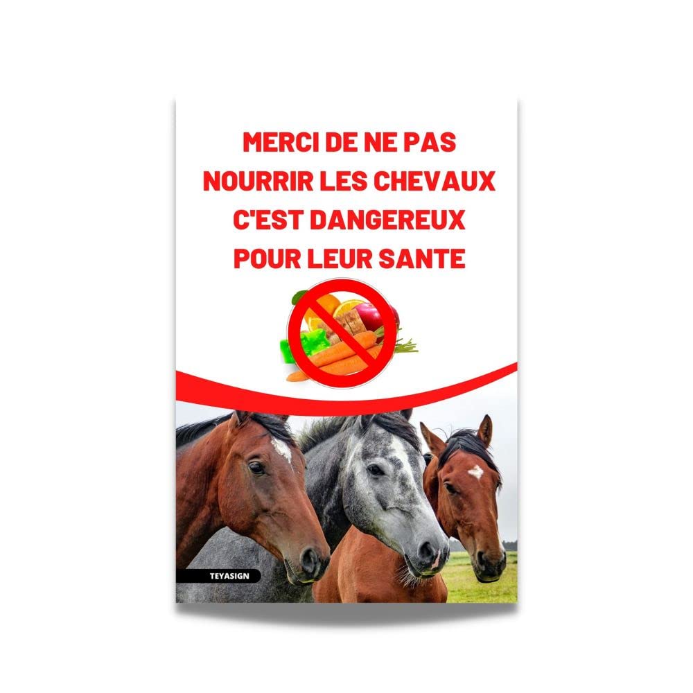Panneau Attention Ne Pas Nourrir Chevaux Pancarte 'Ne Pas Nourrir' Pour Chevaux (15x20cm - Aluminium) Plaque Chevaux Ne Pas Nourrir