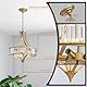 Majhoiw 4-Licht Kristall Kronleuchter, Moderner Landhausstil, Rustikaler Rundmetalllampenschirm, Ideal Für Esszimmer, Flur, Schlafzimmer, Foyer, Bürstenfranzösisch Gold