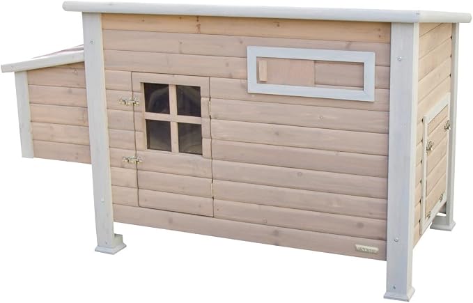 Kerbl Hühnerstall Emma – Stabiler Holzstall Mit 2 Legenestern, Sitzstangen & Schiebefenster, Maße 146x74x85 Cm, Wetterfest & Einfach Aufbaubar