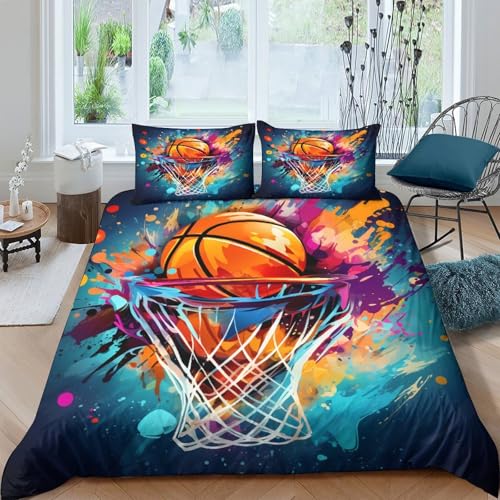 Housse de couette basket hypoallergénique parure de lit microfibre douce avec zip