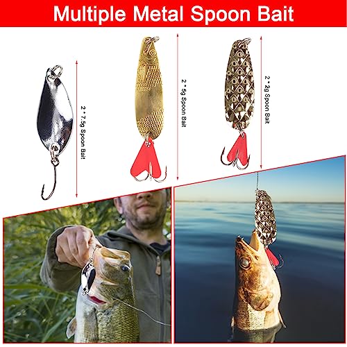 Moniss Kit de iscas de pesca 94 peças para robalo truta salmão acessórios de pesca ferramenta equipa