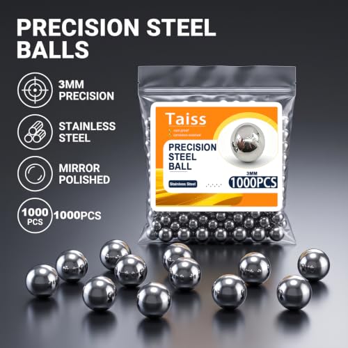 Image of Taiss 1000PCS 3mm 304 Stainless Steel Precision Balls,Precision Steel Ball Assortment Kit,Metal Balls
