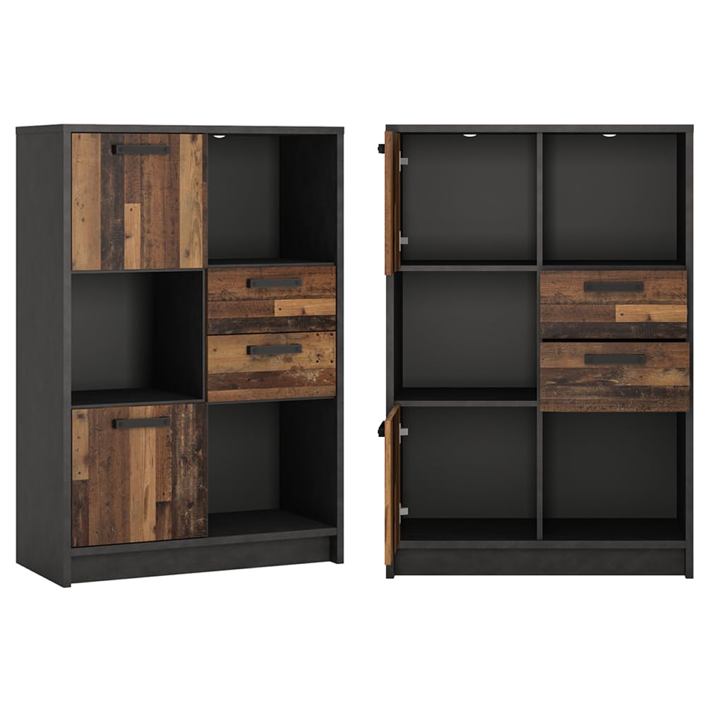Lomadox Jugendzimmer Komplett-Set mit Bett 120x200, in grau mit Holz, Kleiderschrank 3-türig, Regal, Bücherregal, Doppelbett, Schreibtisch, Studentenzimmer, Kinderzimmer