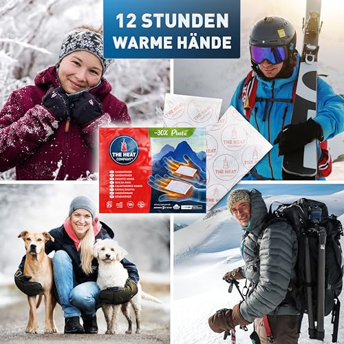 THE HEAT COMPANY Handwärmer - Neu: 30% weniger Plastik - EXTRA WARM: 12 Std. Wärme für die Hände - 16 Paar - luftaktivierte Wärmepads - Taschenheizung gegen kalte Hände