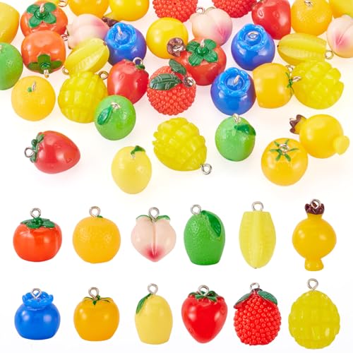 Fabrication bijoux résine avec ce lot de 48 breloques fruits 3D et pendentifs loisirs créatifs