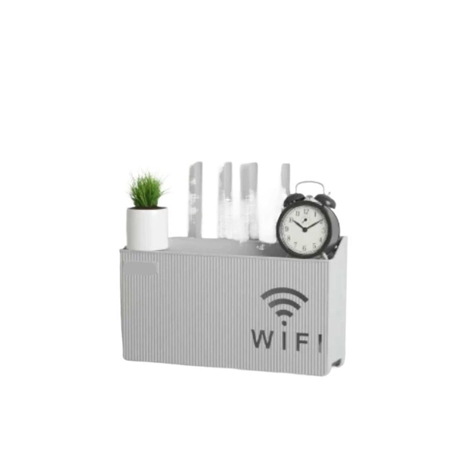 Sqqcreato Grey Wifi Router Storage Box Wall Mounted Storage Box, Wireless Wifi Set-Top, Router Rack, Non Perforated(Grey)