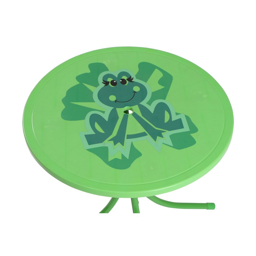 Siena Garden 672614 Froggy Set pour Enfants 2 Fauteuils Pliants + 1 Table + 1 Parasol Motif de Grenouille Acier Vert