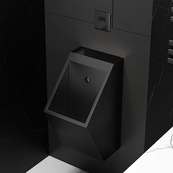 Wall Mounted 304 Stainless Steel Urinal, Mens Urinal Troughs with Sensor Flush Valve, Commercial Mens Adult Urinal Bathroom Toilet, for Backyard Garage, Assembly RequiredBlack