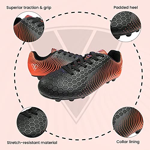 Image of Vizari Stealth Firm Ground Soccer Cleats - Lightweight, Sturdy, Comfortable for Kids and Youth - Excellent Traction, Cushioned Heel, Anti-Stretch Lining - Ideal for Boys and Girls