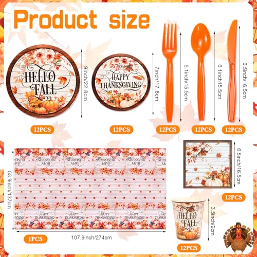 HOWAF-Thanksgiving-Dinnerware-Set-Fall-Maple-Leaves-Disposable-Tableware-Set-Plates-Napkin-Tablecloth-Knifes-Forks-Spoons-for-Thanksgiving-Friendsgiving-Party-Turkey-Day-Dinner-Table-Decorations HOWAF Thanksgiving Dinnerware Set Fall Maple Leaves Disposable Tableware Set Plates Napkin Tablecloth Knifes Forks Spoons for Thanksgiving Friendsgiving Party Turkey Day Dinner Table Decorations