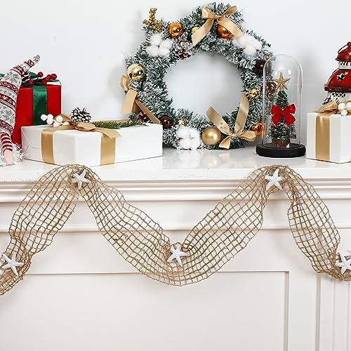 Christmas Starfish Garland Ocean Beach Themed Fishnet Coastal Garland Wedding