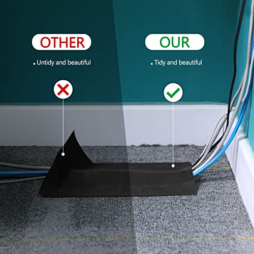 Black Cord Cover Carpet Cable Cover Floor Cord Cover Cable Protector Cable Management For Office Carpet, Keep Cable Organized And Protect Cords (4 Inch X 50 Feet) #TOP4