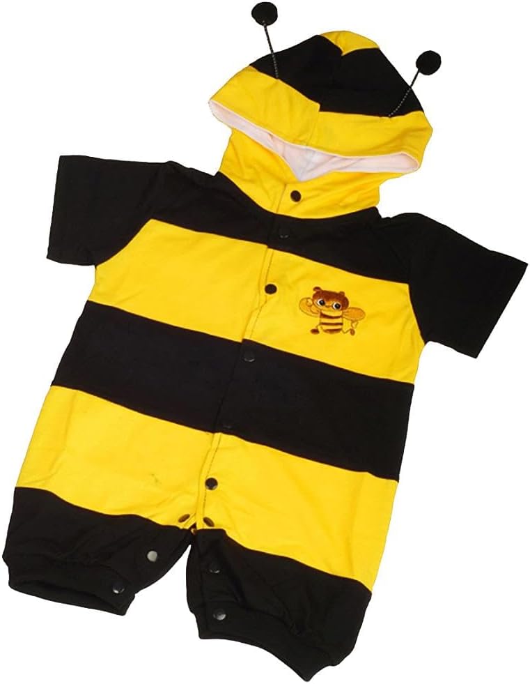 Lito Angels Baby Boys Girls Honey Bee Onesie Romper 1-24 Months, Halloween Birthday Costume, Soft Hooded Jumpsuit Unisex